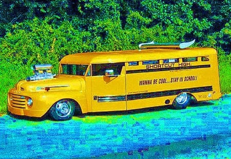 dragster bus - bus, colorful, cars, other