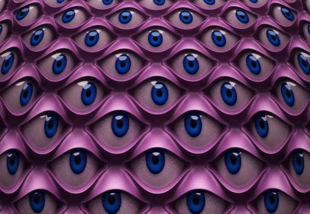 The Eyes Are Watching - purple, abstract, blue, eyes, lid, eyeball