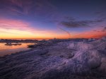 marvelous frozen beach at sunset