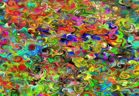 Psychedelic Colored Shapes - shapes, psychedelic, abstract, purple, yellow, red, blue, pink, orange, green, colors