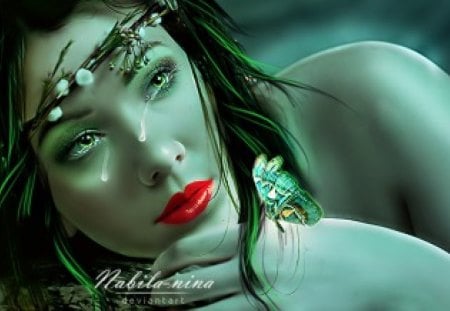 Beauty - beauty, fantasy, lady, green