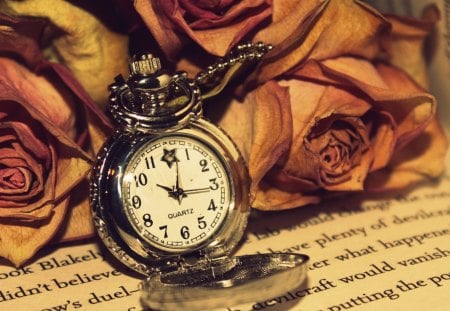 All Grows old in Time - flowers, growa, watch, time