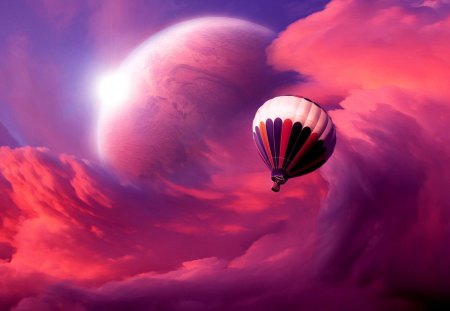 HOT AIR FLIGHT - clouds, balloon, flight, planet, the air, sky