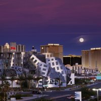 modern building under moon in las vegas