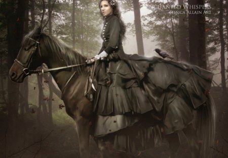 Finding You - forest, horse, fantasy, woman