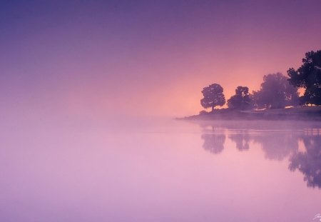 A September Remembrance - nature, lake, trees, mist