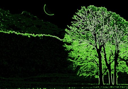 Neon Baum 2 - Landschaft, Tirol, Abend, Baum