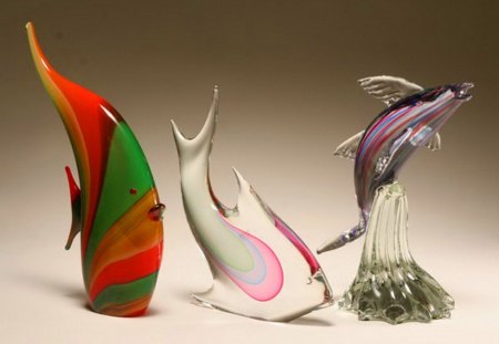 The sea in glass - fish, glass, dolphin, art