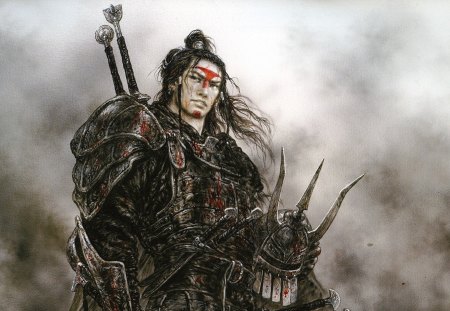 Dead Moon - helmet, luis royo, dead moon, samurai, fighter, armor