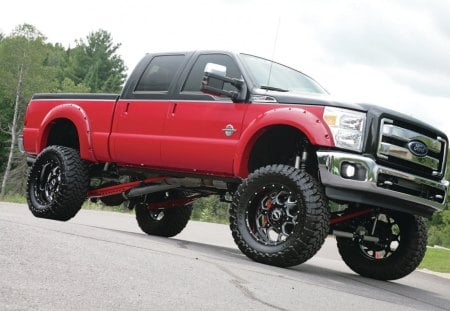 Red Rider - red, truck, lift, black