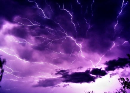 Electric sky - sky, purple, flash, electric, nature