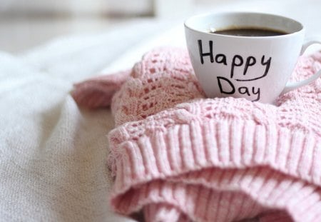 Happy day - happy day, coffee, morning, tea, photo, day, pink, cup