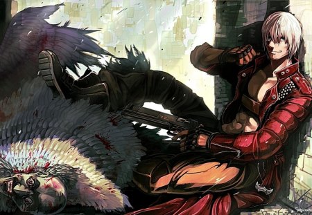 Dante - male, dante, devil may cry, anime, gun, weapon, games, video games