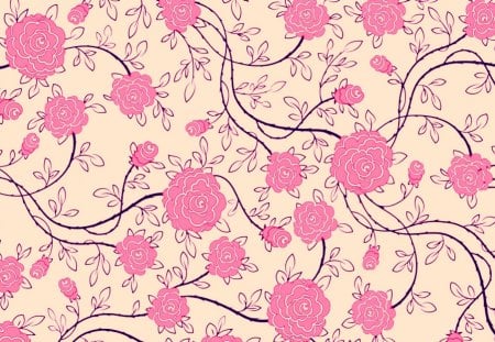 Roses - vector, roses, pattern, black, art, abstract, pink, texture, flower