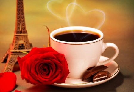 Caffee - Eiffel, France, Paris, rose, caffee, cup