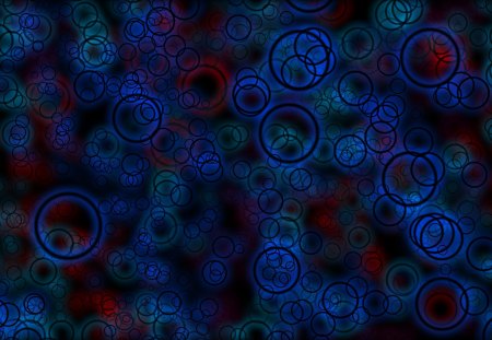 Psychedelic Bubbles - abstract, floating, psychedelic, blue, red, bubbles