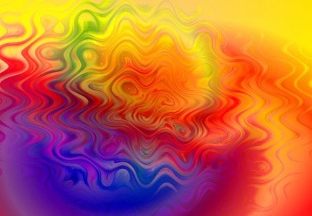 Psychedelic Curly - curly, red, psychedelic, orange, yellow, abstract, blue