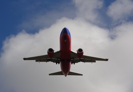 Aircraft Overhead - sky, jet, clouds, plane, overhead