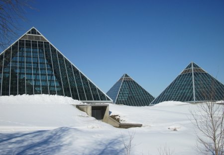 Global warming 04 - white, sky, glass, photography, nature, pyramids, blue, snow