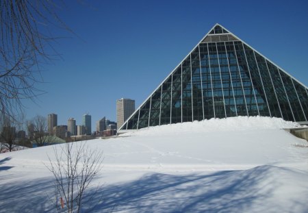 Global warming 06 - white, pyramids, nature, photography, snow, Winter, buildings