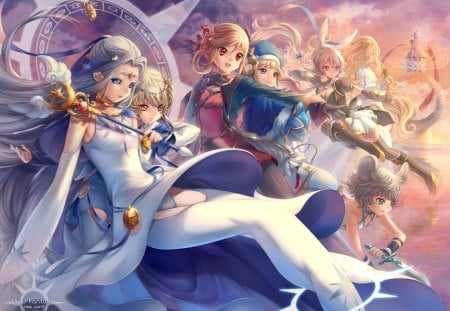 We will defend our World  - beauty, nice, rapier, female, hot, magic, wand, anime girl, blade, fantasy, knife, pretty, anime, sword, team, cute, sexy, girl, rod, staff, lovely, beautiful, weapon, sweet, group