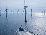 amazing forest of turbine windmills at sea