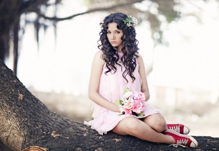 *** Beauty with bouquet *** - beauty, bouquet, female, model