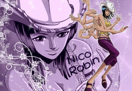 Nico Robin - Purple, Flower, Nico Robin, White, One Piece