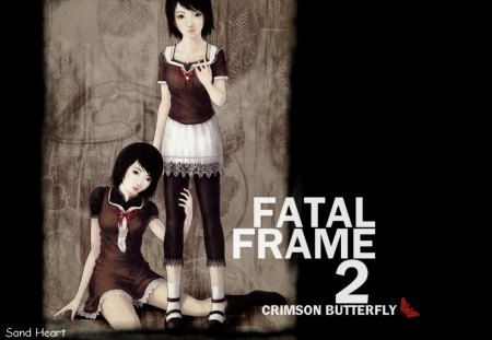 Fatal Frame 2 - twin, mayu amakura, mio amakura, butterfly, game, fatal frame 2, horror, fatal frame, crimson