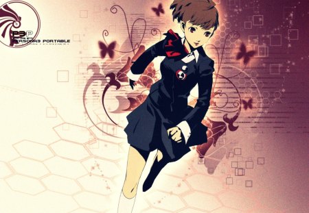 Persona3 Portable - female protagonist, woman, persona 3, butterfly, red, persona3 portable