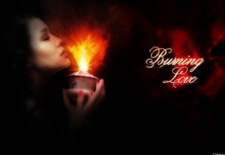 Burning Love - love, lady, fantasy, burning