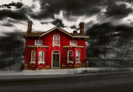 The House of Red - red, house, black