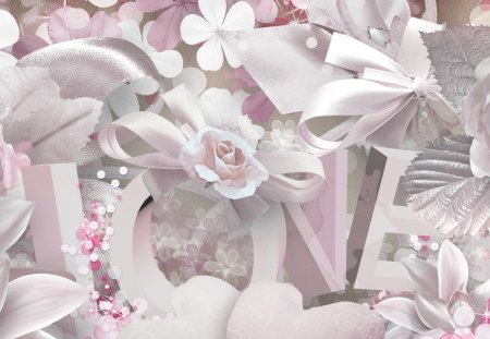 Just For Love - flowers, roses, soft, lace, pink, ribbons, sprinkles