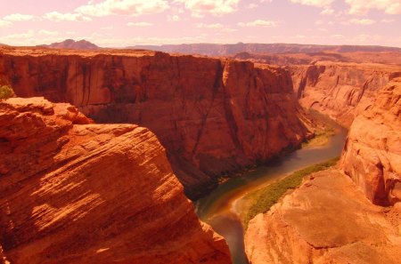 Horseshoe Bend, Colorado River - clouds, rock, daylight, path, river, river nature, colorado, day, sky