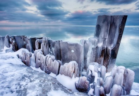 Ice Covered Fullerton - winter, water, frozen, ice, nature