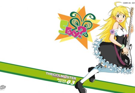 ~Hoshii Miki~ - hoshii miki, guitar, anime, idolmaster, flower, dress, blonde