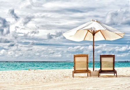 Maldive - umbrella, beach, maldive, sea, ocean, sand