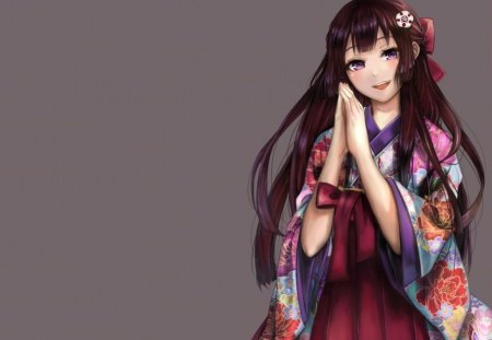 Kimono Girl - beauty, nice, female, hot, anime girl, simple, pretty, anime, kimono, cute, sexy, girl, long hair, lovely, beautiful, plain, yukata, sweet