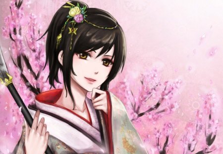 Pink Background - pretty, gintama, anime, female, pink, long hair, shimura tae, nice, anime girl, beautiful, hot, girl, beauty, kimono, lovely, sweet, yukata, black hair, cute, brush, sexy