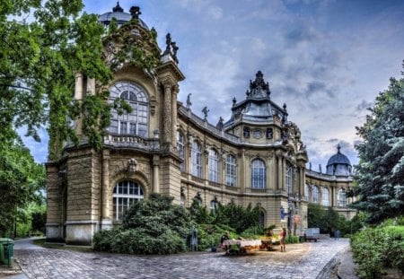 Magyarorszg - architecture, road, building, magyarorszg, castle, trees