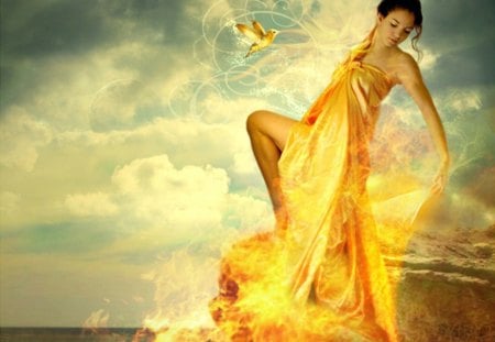 Blaze - fantasy, yellow, woman, blaze