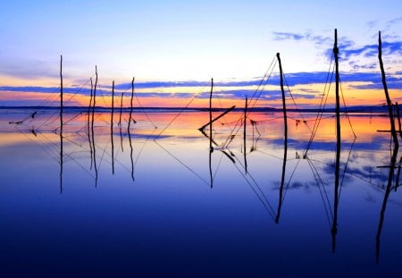 SUNSET - landscape, lake, Sunset, network