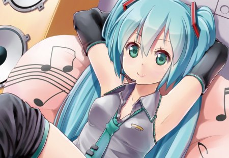 Hatsune Miku - female, superstar, anime girl, singer, idol, anime, miku, cute, hatsune miku, girl, twintails, long hair, vocaloids, blue hair, hatsune, kawaii, green eyes, vocaloid, diva