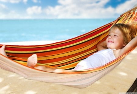 Girl in a hammock - girl, resting, cute, hammock