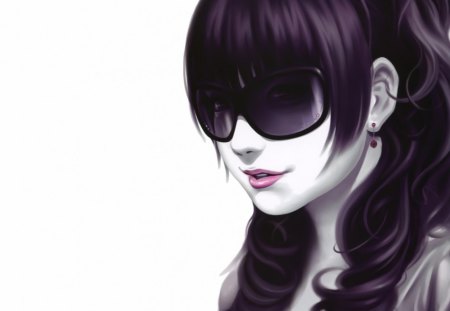 Beauty - beauty, vector, glasses, lips, girl, hair, wallpaper, white, earrings, art, abstract, purple, pink