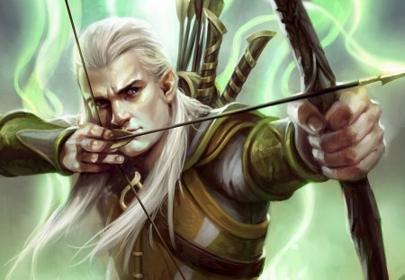 Legolas - elf, fighter, fantasy, armor, archer, guardians of middle-earth, legolas, game, man, creature, prince, lord of the rings, arrow, white hair