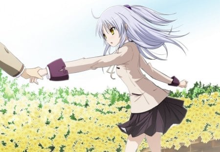 come with me - flowers, pretty, anime, girl, cute