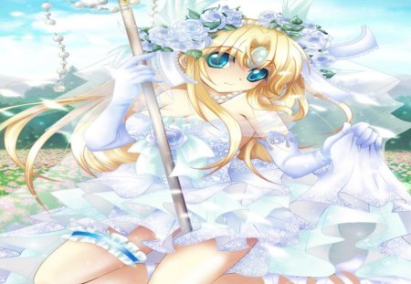 Riesz - flowers, pretty, bride, game, white, girl, sky