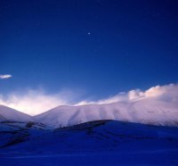 Strong wind on the top of the mountain