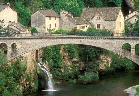 st chely du tarn france - france, bridge, houses, river